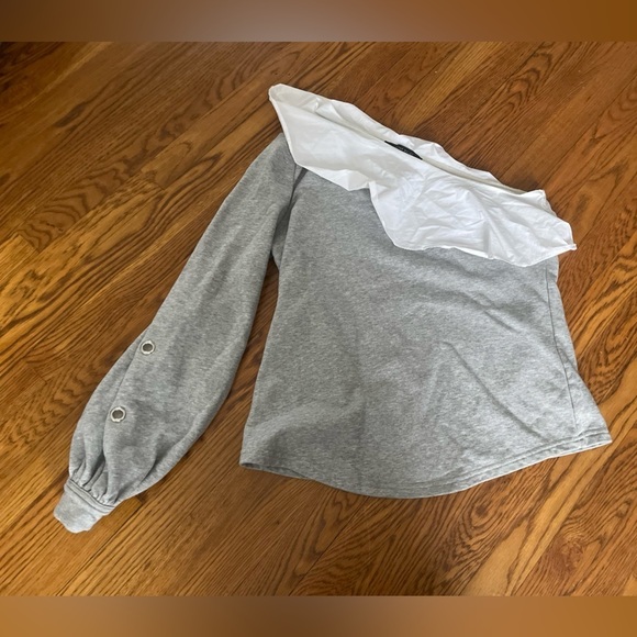 Walter Baker Grey and White One Shoulder Top Size Large - Picture 1 of 7